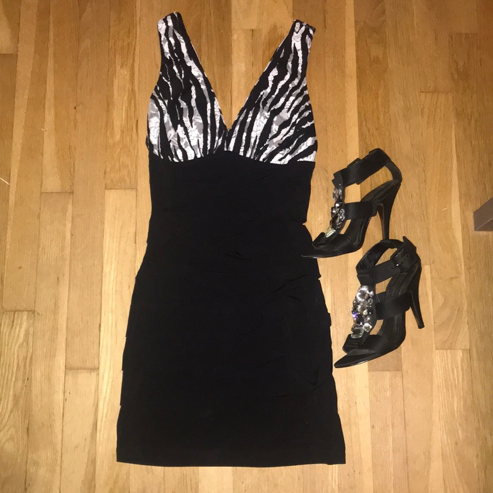 City Triangles Zebra Print Lace Dress